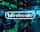 Nintendo-logotyp visas framför aktietickers