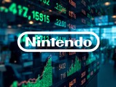 Nintendo-logotyp visas framför aktietickers