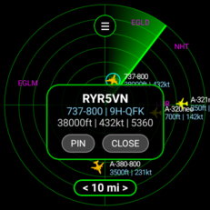 Verktyg för att markera flygplan i appen Flight Scanner
