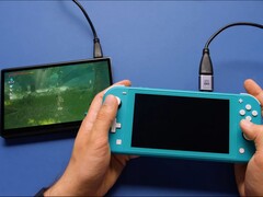 En modifierad Nintendo Switch Lite matar ut spel via HDMI till en extern skärm (Bildkälla: Taki II via YouTube)