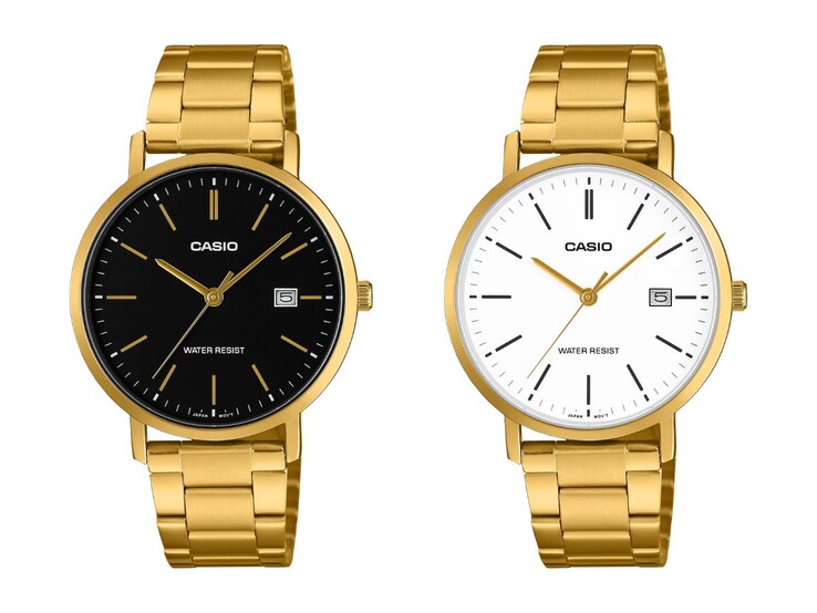 Från vänster till höger: Casio MTP-VT05G-1E och MTP-VT05G-7E klockor