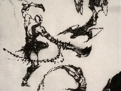 Den första konceptgrafiken för Kratos i God of War