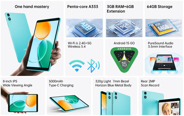 Huvudpunkterna i surfplattan P85 (Bildkälla: Teclast)