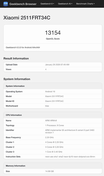 (Bildkälla: Geekbench)