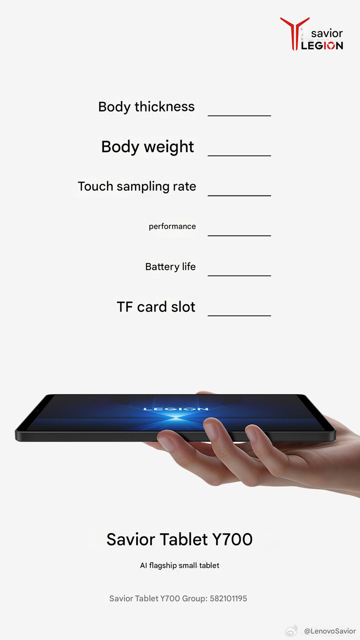 Lenovo meddelar att Legion Tab Gen 4 kommer att ha en TF-kortplats (Bildkälla: Lenovo - maskinöversatt)
