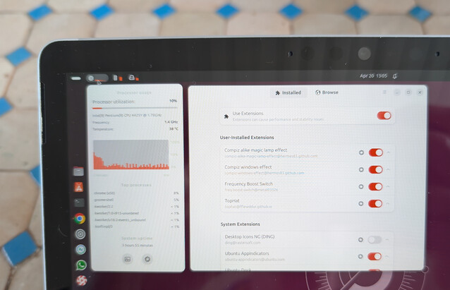 Med Gnome Extension Manager kan du installera några användbara tweaks (Bildkälla: Notebookcheck)