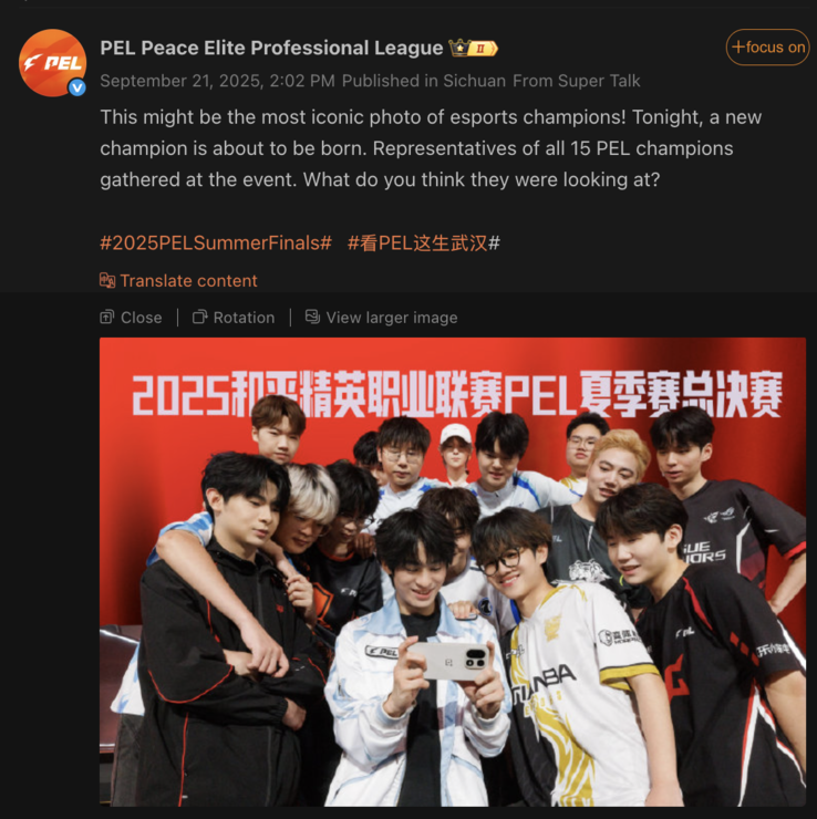Påstådd OnePlus 15 presenterad av en esportsliga. (Bildkälla: Weibo - maskinöversatt)