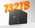 ME Pro 370 med fyra fack kostar från cirka 634 dollar i Kina. Bilden visar en reklambild av NAS-enheten där stödet för 132 TB lagringsutrymme framhävs.