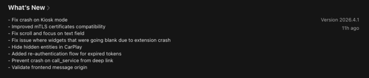 Release Notes för Home Assistant-appen version 2026.4.1