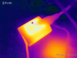 AC-adaptern förblir relativt sval vid 31 C även efter att ha kört krävande applikationer i över en timme