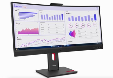 Framsidan av skärmen Lenovo ThinkVision T34WD. 