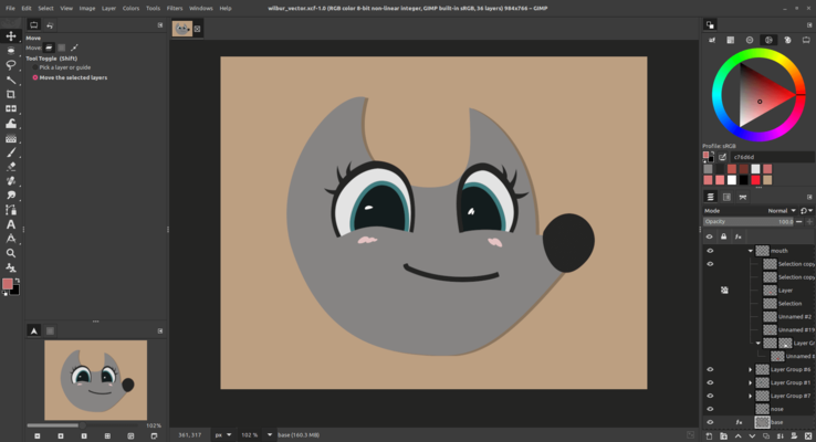 Vektorlager kommer till GIMP 3.2. (Bildkälla: @aka_reju på Mastodon)