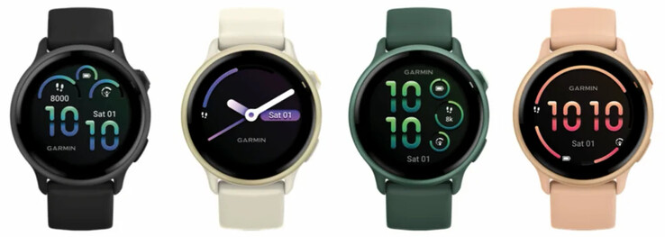 Vivoactive 6 i fyra ryktade lanseringsfärger. (Bildkälla: u/JinPingXi19890604)