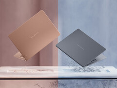 Panther Lake ZenBook 14 OLED lovar upp till 18 timmars webbsurfning på en full laddning. Bilden visar en reklambild med de två färgalternativen för den bärbara datorn.