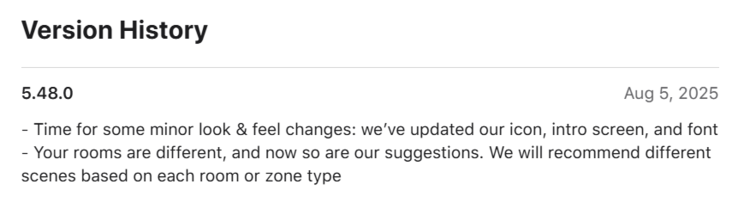 Release Notes för Philips Hue-appen version 5.48.0. (Bildkälla: Apple App Store)