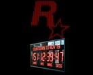 Rockstar Games-logotyp med klocka som räknar ner till utgivningsdatumet för GTA 6