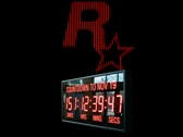 Rockstar Games-logotyp med klocka som räknar ner till utgivningsdatumet för GTA 6