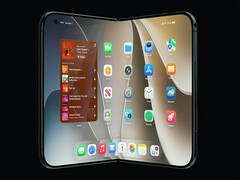 Bildrendering av den hopfällbara telefonen iPhone Ultra.