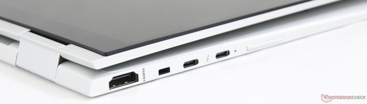 Höger: Volymknapp, 2x USB Typ C + Thunderbolt 3, DriveLock, HDMI 1.4