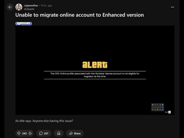 GTA 5 Förbättrad migreringsproblem Reddit-post (Bildkälla: Grand Theft Auto Online subreddit)