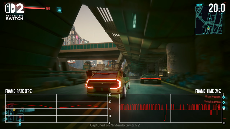Nintendo Switch 2 Cyberpunk 2077 prestanda. (Bildkälla: Digital Foundry)