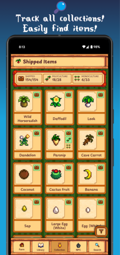 Föremålsdatabasen i appen Gunther's Library. (Bildkälla: Google Play Store)