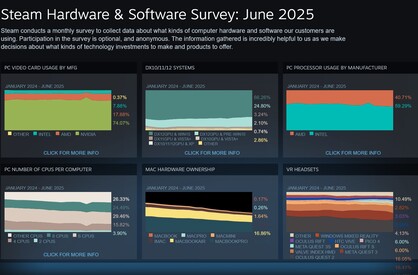 Juni 2025 Steam-undersökningens övergripande resultat (Bildkälla: skärmdump, Steam)