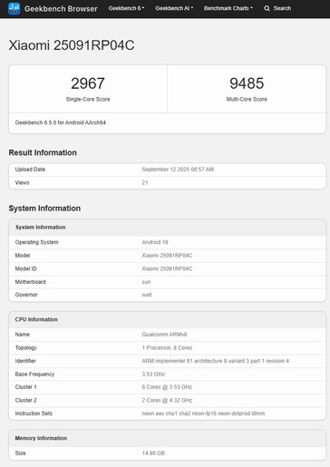 (Bildkälla: Geekbench)
