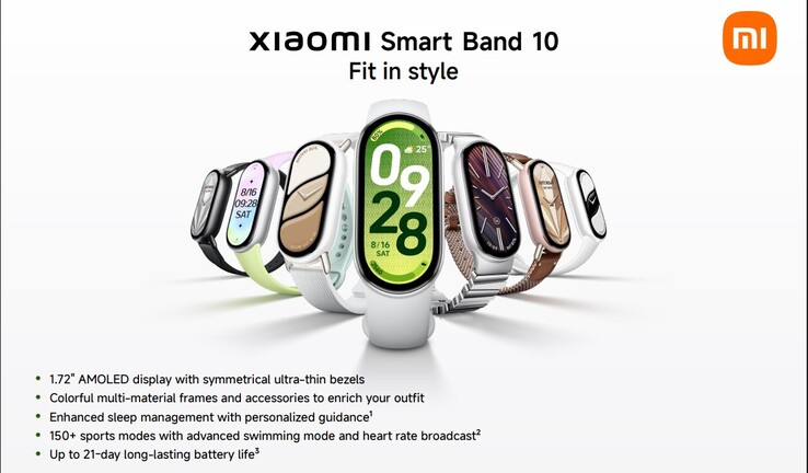 Huvudhöjdpunkter och färgalternativ för Smart Band 10