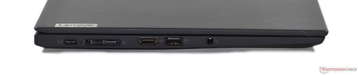 Vänster: 2x Thunderbolt 4, miniEthernet/dockningsport, HDMI 2.0, USB-A 3.2 Gen 1, 3.5mm ljud