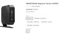 Minisforum HX90G-konfigurationer (Källa: Minisforum)
