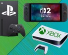 Xbox-, PS5- och Switch 2-konsoler visas med logotyper (Bildkälla: Xbox Gaming, Sony PlayStation, Nintendo of America med redigeringar)