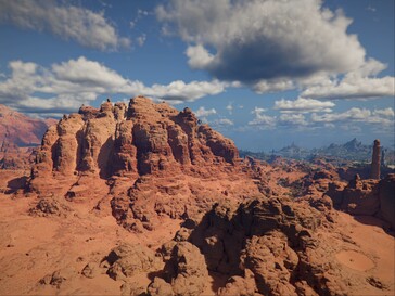 Vidsträckt landskap efter kvalitetsuppdatering av avlägsna landskap