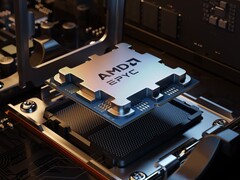 En AMD Epyc-serverprocessor sitter i sin sockel.