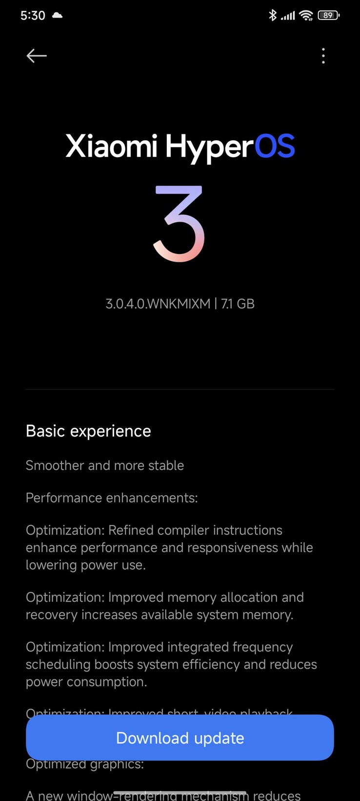 HyperOS 3 OTA på Poco F6 Pro (Bildkälla: u/waelabdrabbo via Reddit)