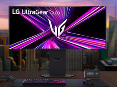 LG UltraGear OLED 34GX900A levereras med ett relativt tjockt justerbart stativ. (Bildkälla: LG)