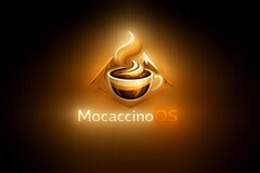 MocaccinoOS desktop Linux AI-tillverkad inofficiell logotyp för version 26.03