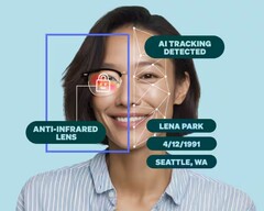 Den rosa färgade Zenni Optical ID Guard glasögonbeläggningen hjälper till att blockera ansiktssäkerhetshot genom att stoppa fullständiga ansiktsskanningar. (Bildkälla: Zenni Optical)
