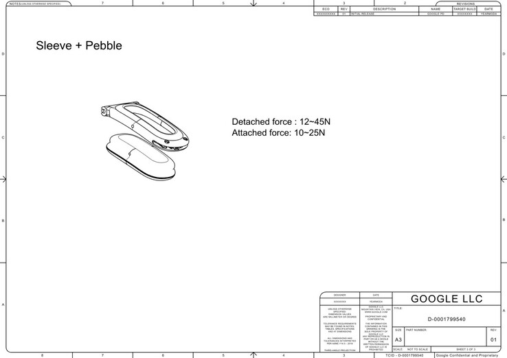 Google Fitbit Air 2D CAD-design.