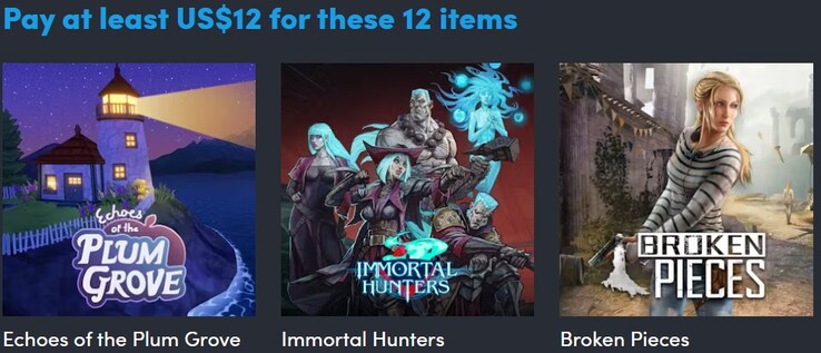 Dekorativ bild. Den andra nivån innehåller 12 artiklar (Bildkälla: Humble Bundle)