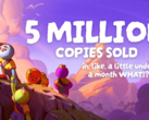 På bilden - grafiken som delades av Aggro Crabs X-konto för att fira att 5 miljoner exemplar sålts. (Bildkälla: @Aggro Crab på X/Twitter)