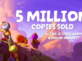 På bilden - grafiken som delades av Aggro Crabs X-konto för att fira att 5 miljoner exemplar sålts. (Bildkälla: @Aggro Crab på X/Twitter)