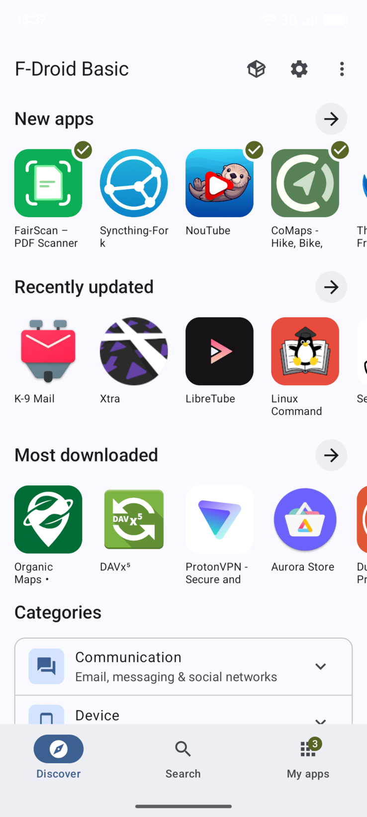 Omdesignat gränssnitt för F-droid-appen