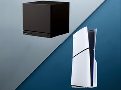 Steam Machine avbildad bredvid PS5-konsolen (Bildkälla: Valve, Sony PlayStation med redigeringar)