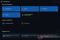 Startskärm för Dell Optimizer
