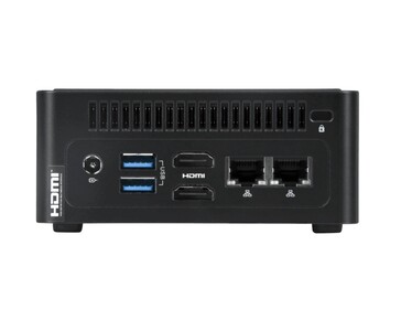 I/O på baksidan av NovaCustom NUC Box minidator. (Bildkälla: NovaCustom)