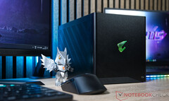 Gigabyte Aorus RTX 5090 AI Box finns nu tillgänglig för $2999,99. På bilden: Thunderbolt 5 eGPU. (Bildkälla: Sebastian Bade / Notebookcheck)
