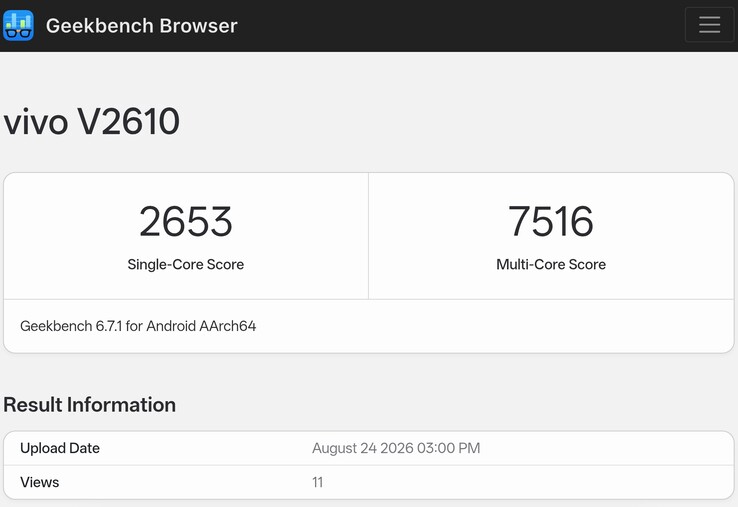 De tekniska versionerna av Vivo X500 Pro Max i Geekbench-listan