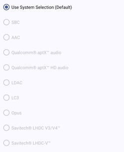 Tillgängliga Bluetooth-ljudcodecs