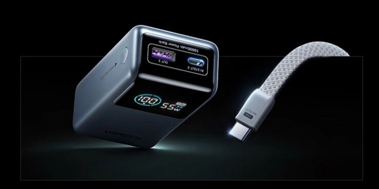 Ugreen 55W Power Bank med inbyggd kabel för snabbladdning. (Bildkälla: Ugreen)